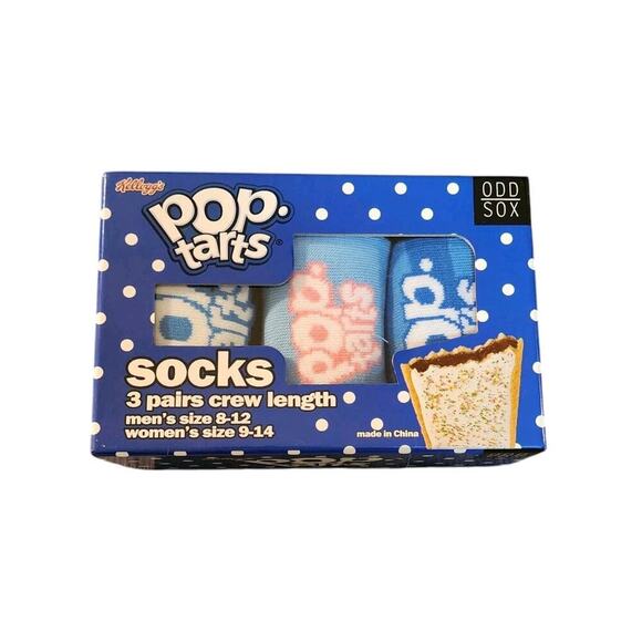 NEW Odd Sox Pop Tarts Novelty 3 Pairs Crew Length Socks Men 8-12 Women 9-14 - Picture 1 of 2